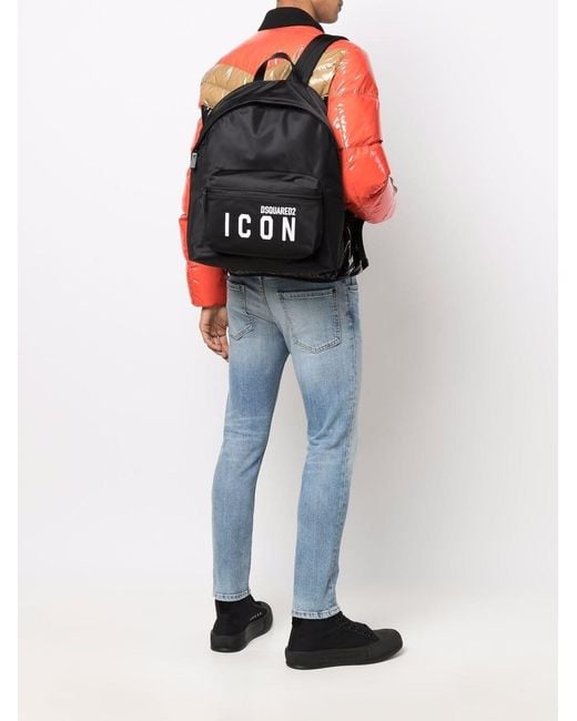 DSquared² Black Iconic Mini Backpack for men