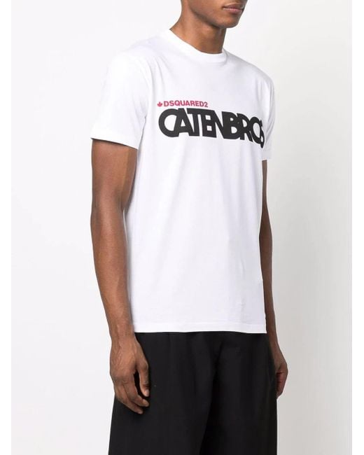 DSquared² White Caten Brothers-Print T-Shirt for men