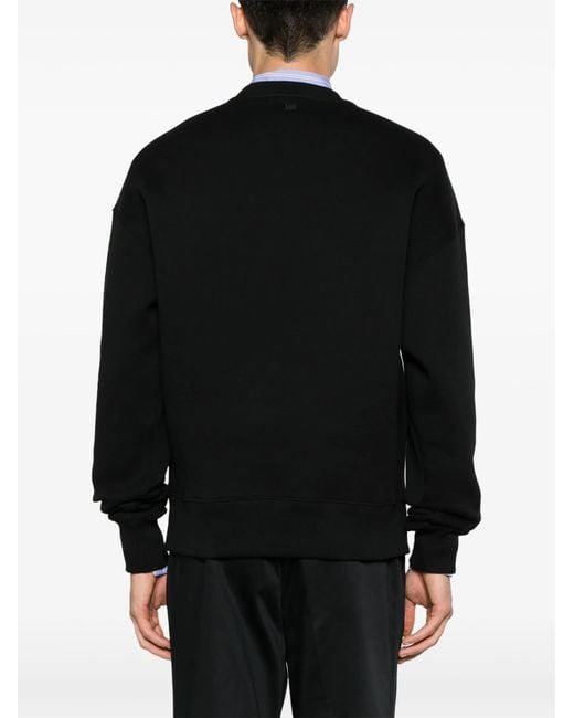 AMI Black Ami De Coeur Embossed Logo Sweatshirt for men