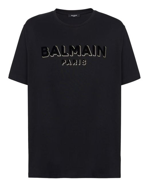 Balmain Black Foil And Flock T-Shirt For for men