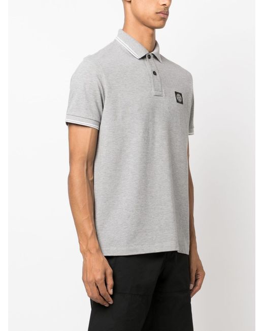 Stone Island Gray Compass Patch Logo Polo for men