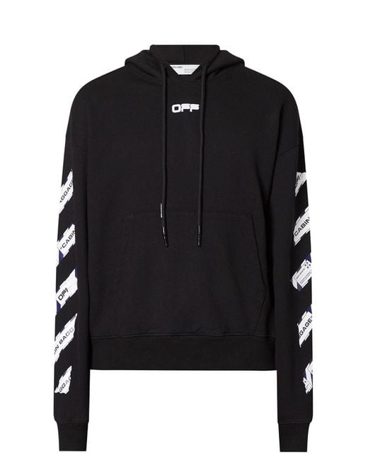 Off-White c/o Virgil Abloh Airport Tape Logo Hoodie in Black