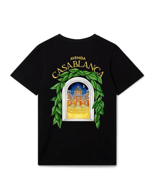 Casablanca Black Avenida Print T-Shirt for men