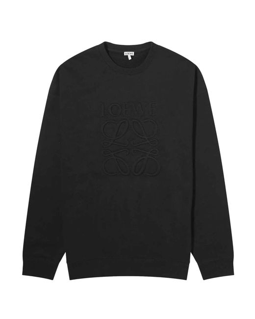 Loewe Black Anagram Tonal Logo Relaxed Fit Crewneck Sweatshirt for men