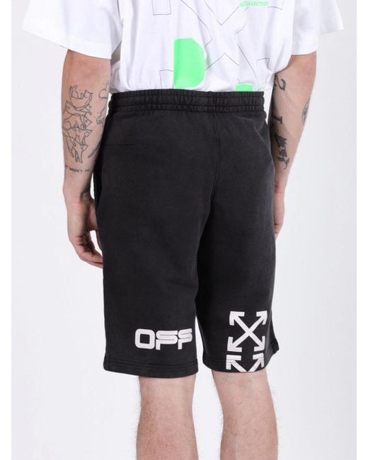 Off-White c/o Virgil Abloh Black Off- Hand Logo Printed Shorts for men