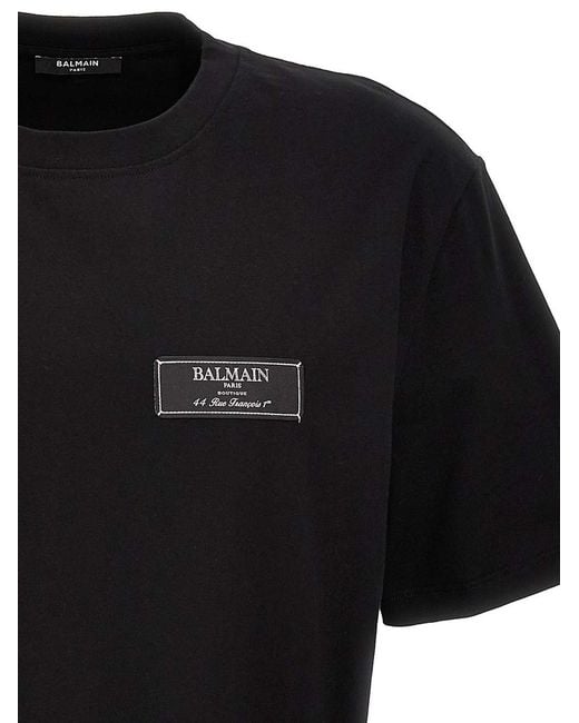Balmain Black Logo Patch T-Shirt for men