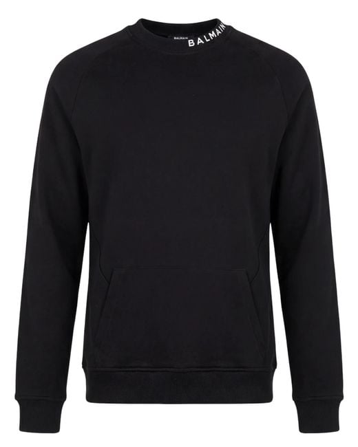 Balmain Black Collar Logo Print Sweatshirt for men