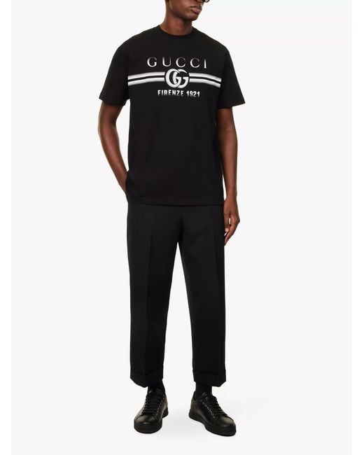 Gucci Black Interlocking Blur Logo T-Shirt for men