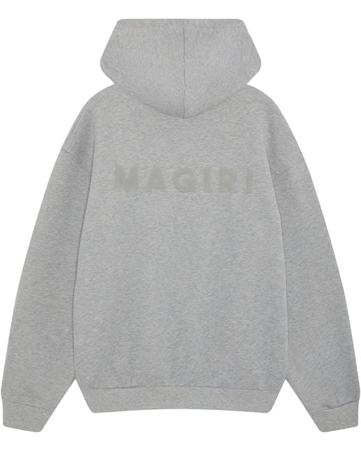 Magrit Gray Core Puff Printed Hoodie for men