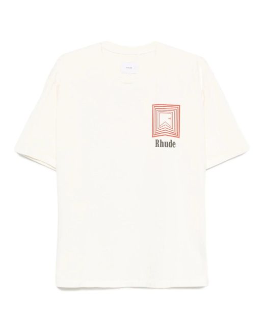 Rhude White Chevron Repeat Logo T-Shirt for men