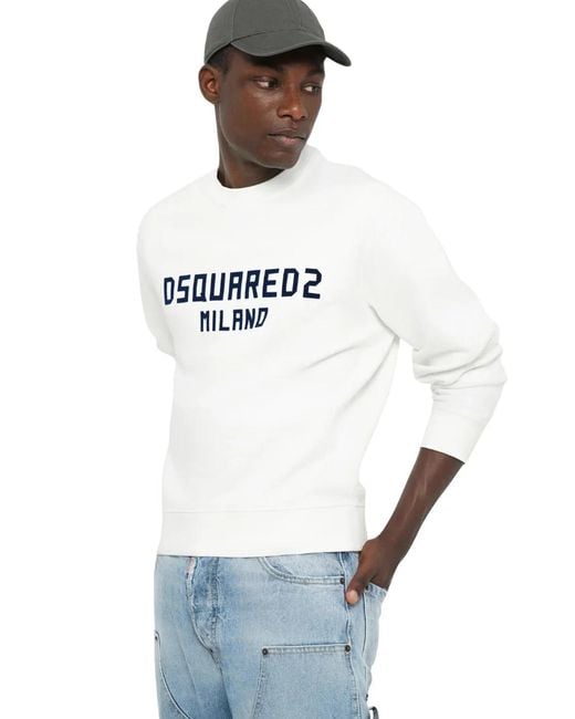 DSquared² White Milano Logo Sweatshirt for men