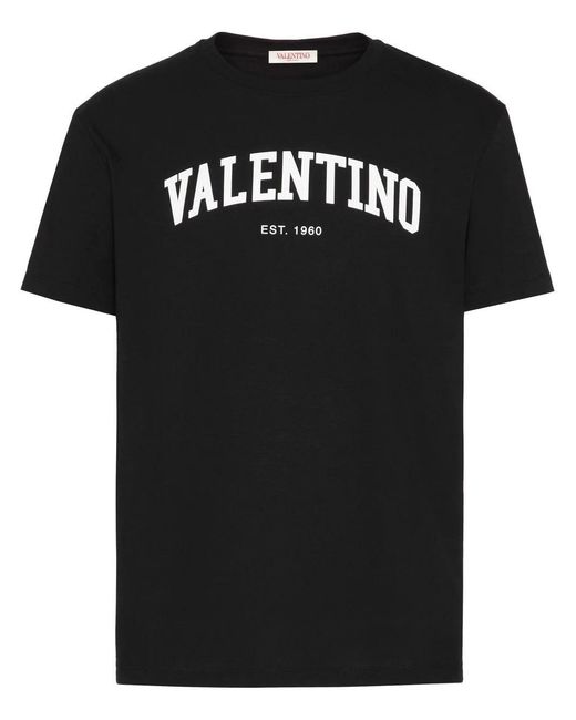 Valentino Black 1960 Logo Print T-Shirt for men