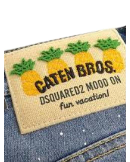 DSquared² Blue Distressed Paint Splatter Skater Jeans for men