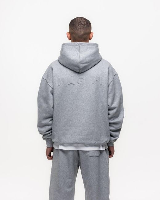 Magrit Gray Core Puff Printed Hoodie for men