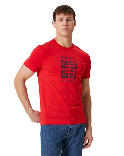 Givenchy Red 4G Stars Slim Fit T-Shirt for men