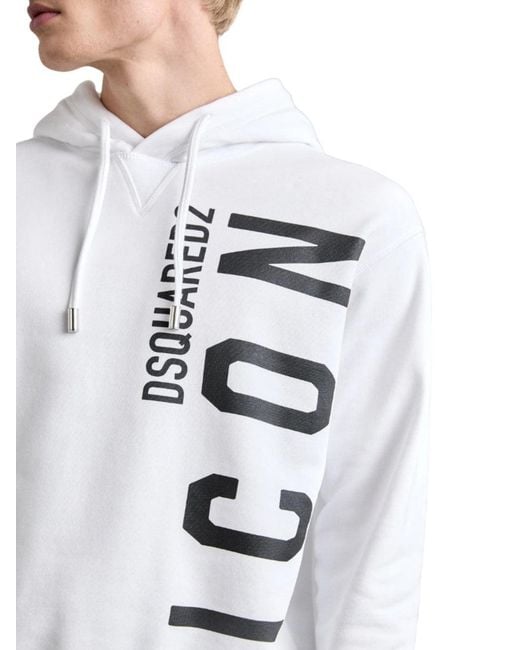 DSquared² Gray Icon Print Logo Hoodie for men