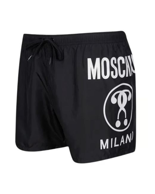 Moschino Blue Large Circular Milano Logo Swim Shorts for men