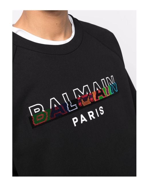 Balmain Black Textured Oversize Sweatshirt for men