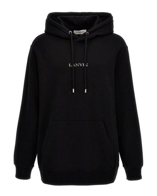 Lanvin Black Paris Loose Fit Logo Hoodie for men