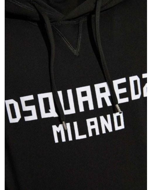 DSquared² Black Milano Logo Hoodie for men
