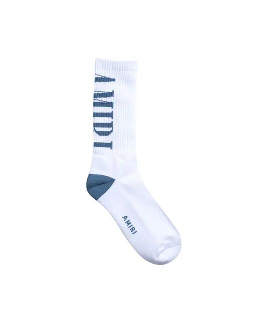 Amiri White Vertical Logo Socks for men