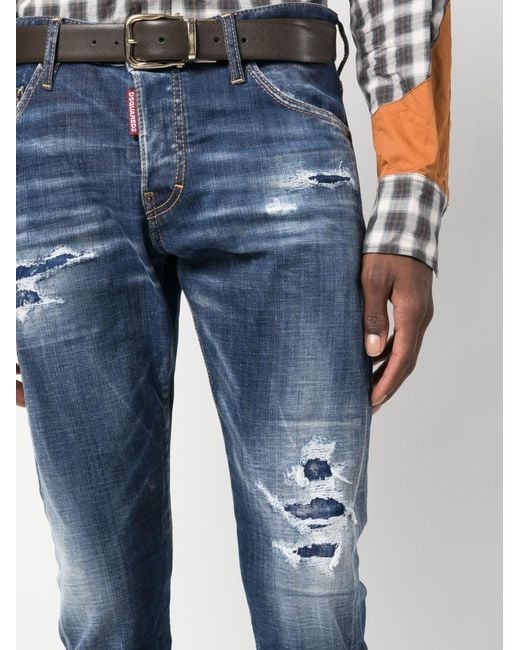 DSquared² Blue 1964 Patch Distressed Slim Jeans Denim for men