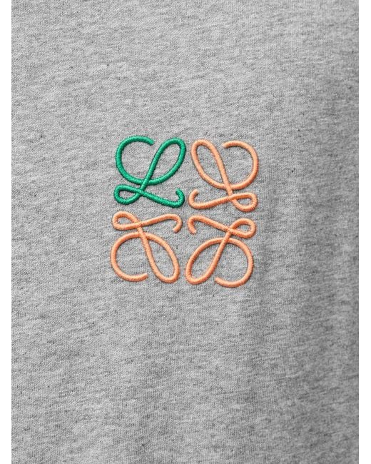 Loewe White Anagram Embroidered T-Shirt for men