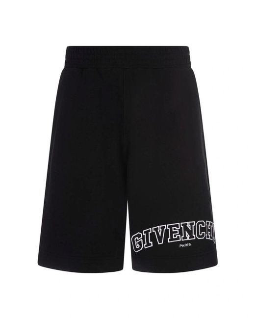 Givenchy College Logo Embroidered Cotton Shorts in Black for