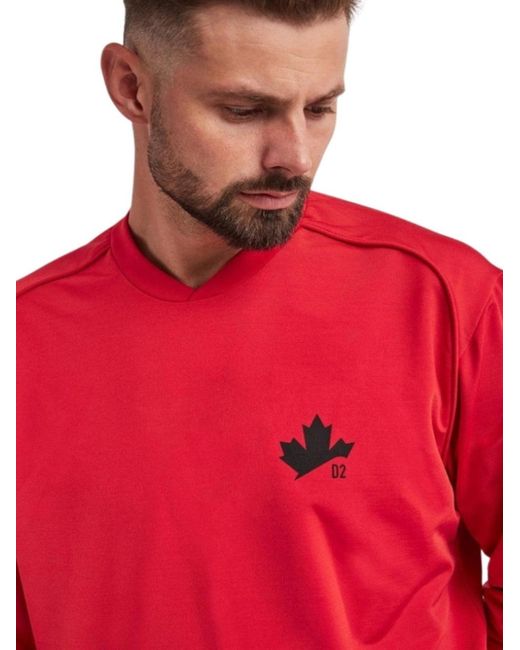 DSquared² Red Small Maple Leaf Logo Sweatshirt for men