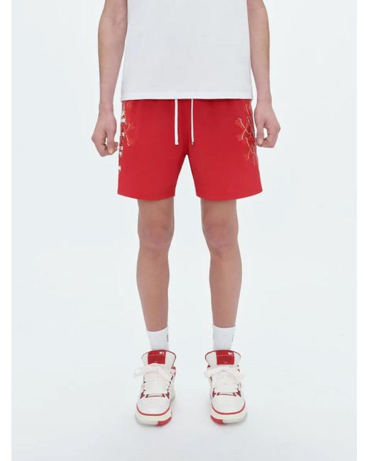 Amiri Red Bones Printed Swim Shorts for men