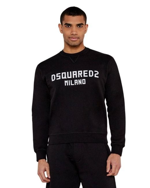 DSquared² Black Milano Logo Sweatshirt for men