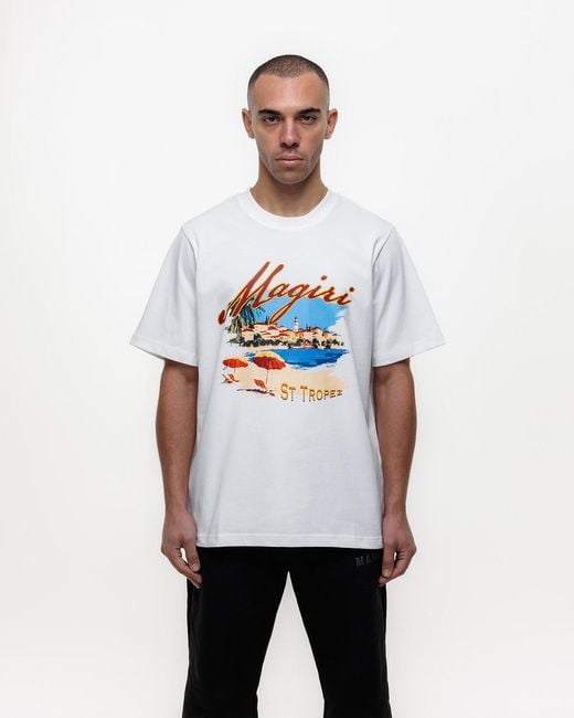 Magrit White St. Tropez Printed T-Shirt for men