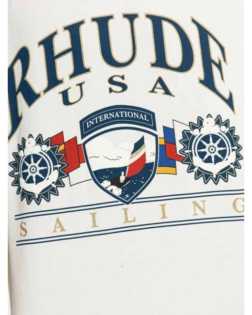 Rhude White Usa Sailing Printed T-Shirt for men