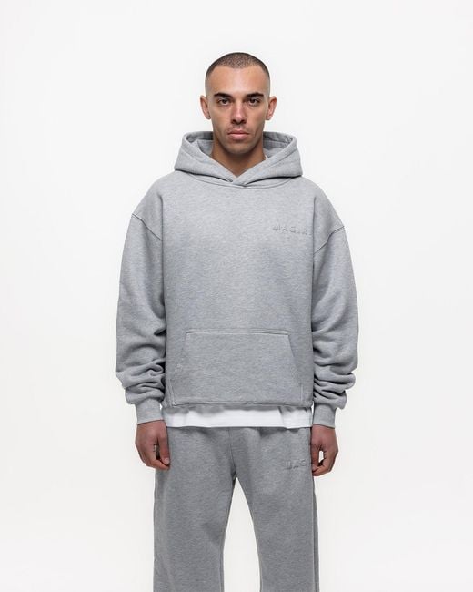 Magrit Gray Core Puff Printed Hoodie for men