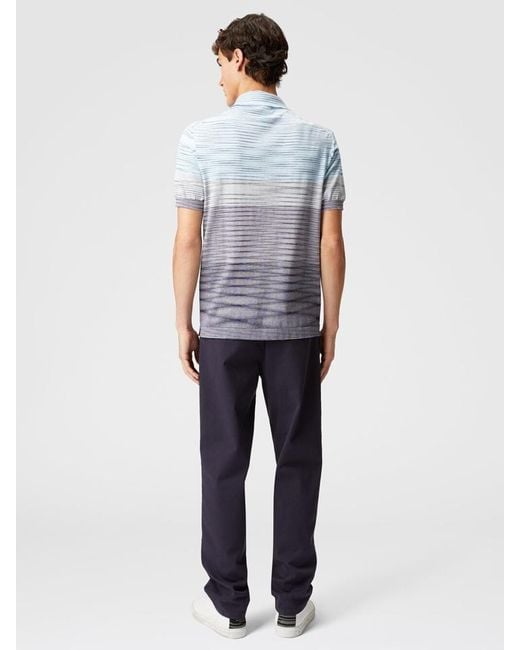 Missoni Blue Slub Pattern Polo for men