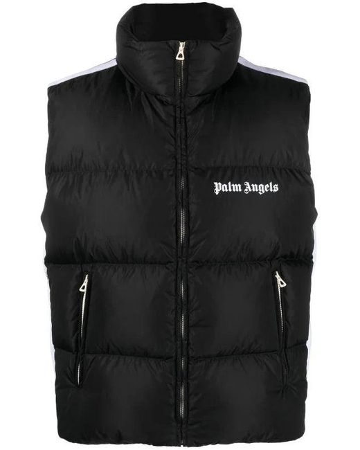 Palm Angels Classic Logo Print Padded Down Gilet In Black for men