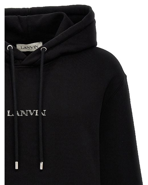 Lanvin Black Paris Loose Fit Logo Hoodie for men