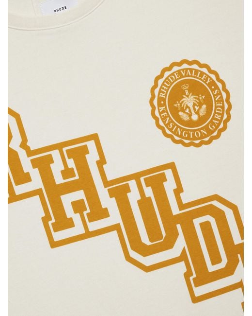 Rhude White Collegiate Crest T-Shirt for men