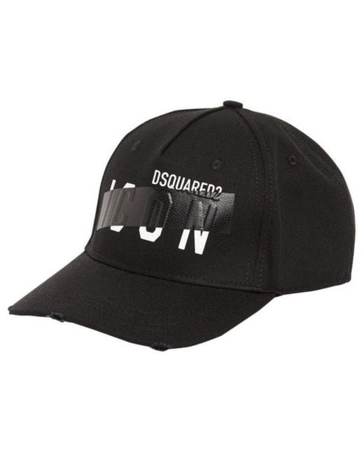 DSquared² Icon Black Tape Baseball Cap for men