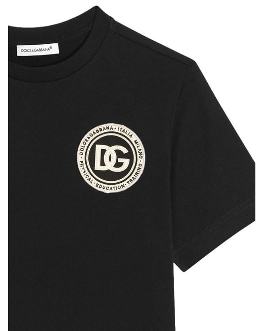 Dolce & Gabbana Black Cotton Logo Patch T-Shirt for men
