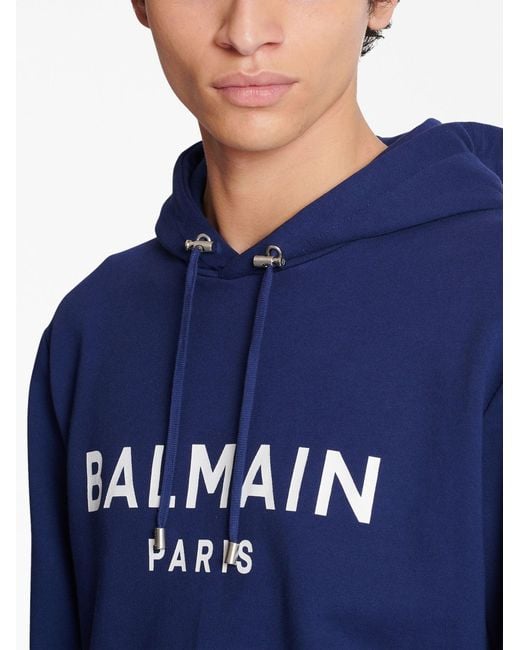Balmain Blue Logo Hoodie for men