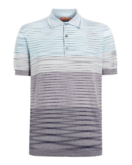 Missoni Blue Slub Pattern Polo for men