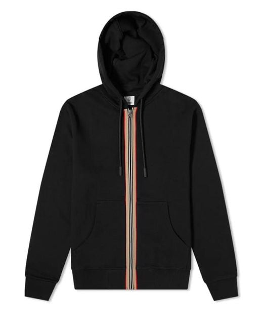 Burberry Black Stripe Detail Zipped Hoodie for men