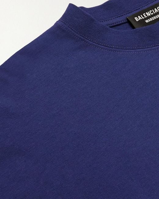 Balenciaga Blue Political Campaign Embroidered Logo T-Shirt for men