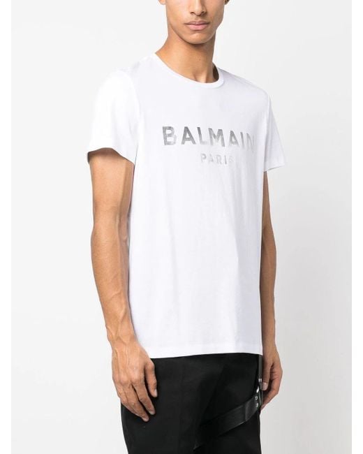 Balmain White Print T-Shirt for men