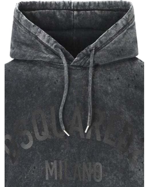 DSquared² Gray Milano Logo Faded Hoodie for men
