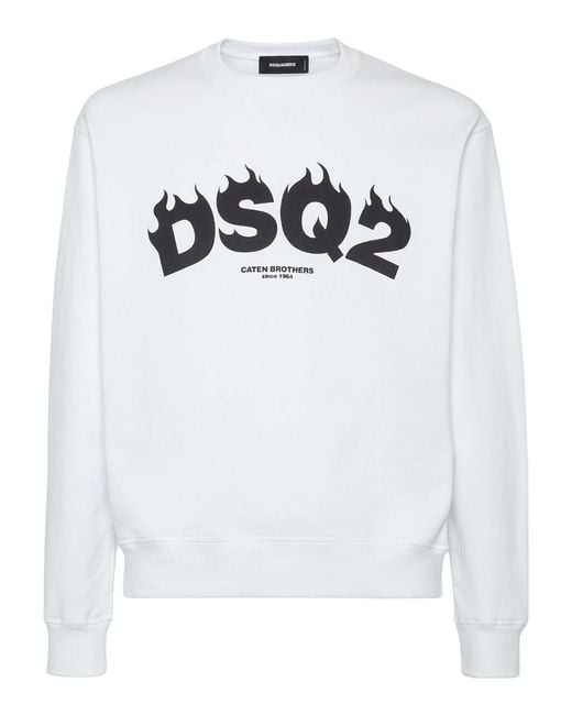 DSquared² White Dsq2 Flame Print Sweatshirt for men