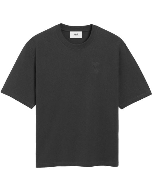 AMI Black De Coeur Jersey T-Shirt for men