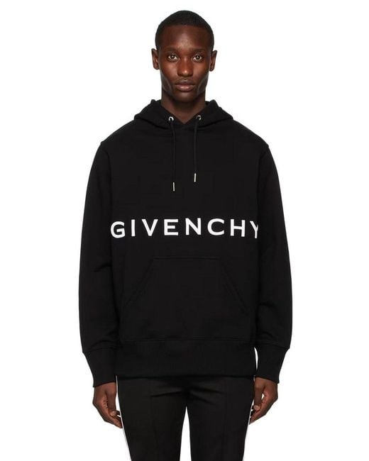 Givenchy Black Embroidered 4G Star Hoodie for men