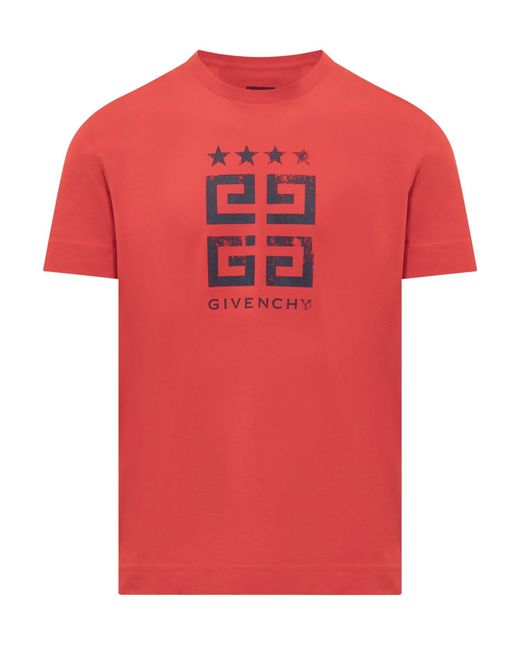 Givenchy Red 4G Stars Slim Fit T-Shirt for men